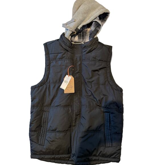 WEATHERPROOF VINTAGE Men's Flannel Lined Puffer hooded Vest men size M NEW - Picture 4 of 8